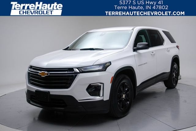 2022 Chevrolet Traverse LS in Summit White — front three-quarter view