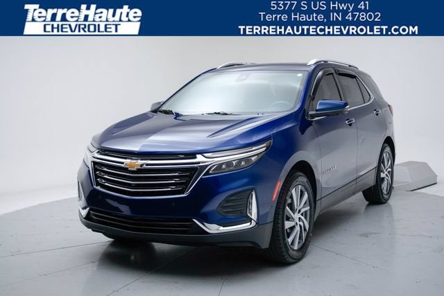2023 Chevrolet Equinox Premier in Blue Glow Metallic — front three-quarter view