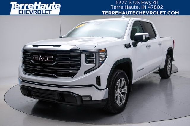 2024 GMC Sierra 1500 SLT in Summit White — front three-quarter view