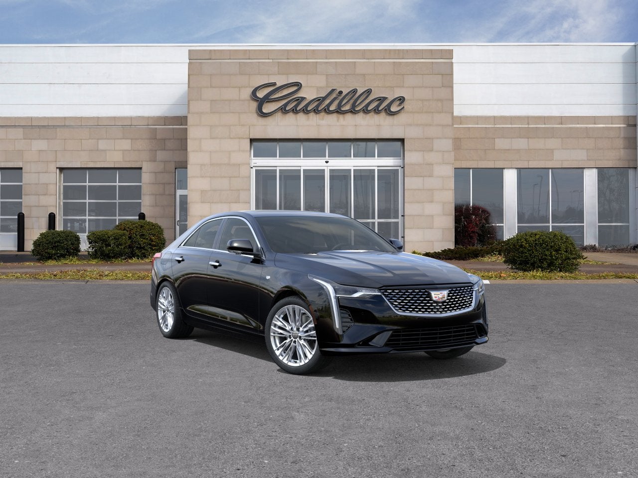 2026 Cadillac CT4 Premium Luxury in Black Raven — front three-quarter view