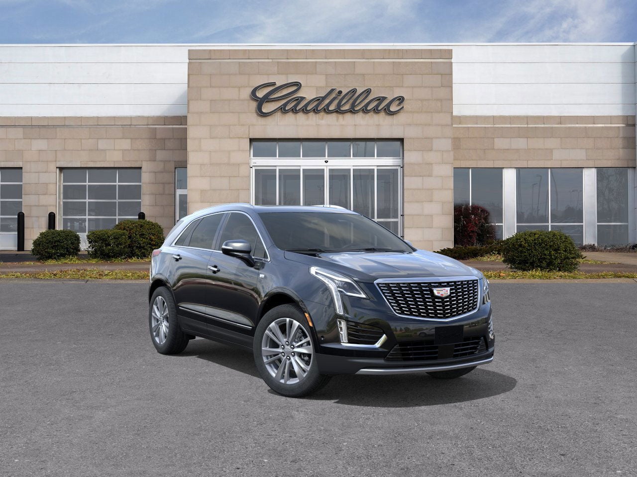 2026 Cadillac XT5 Premium Luxury in Stellar Black Metallic — front three-quarter view