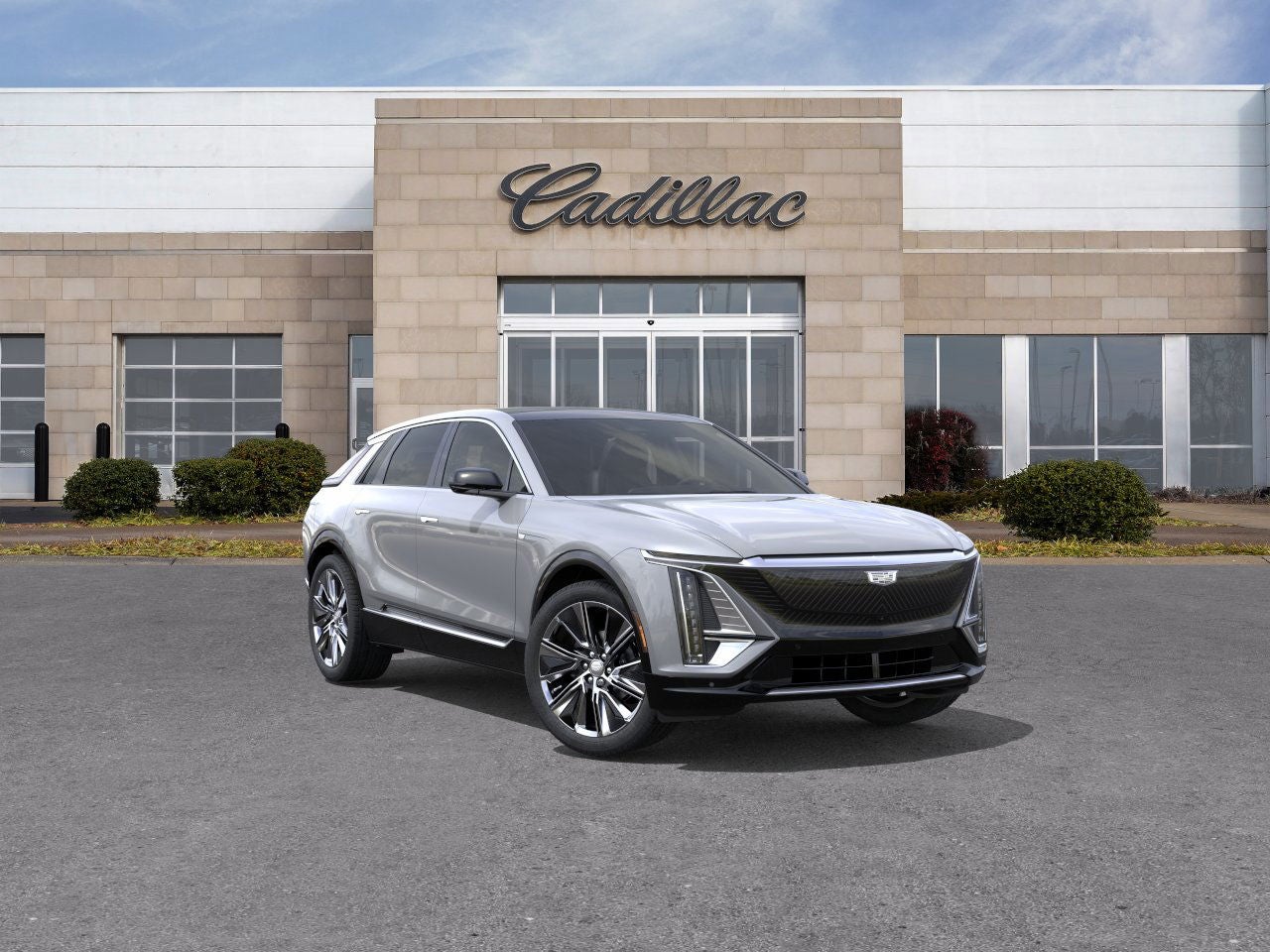 2025 Cadillac LYRIQ Luxury 3 in Argent Silver Metallic — front three-quarter view