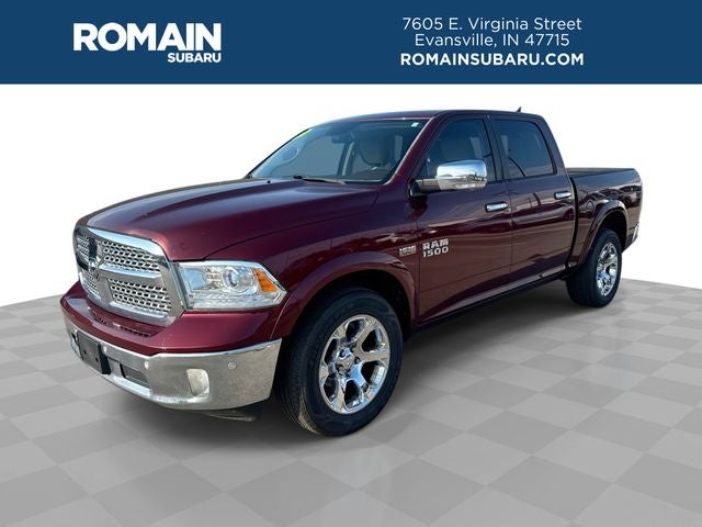 2017 RAM 1500 Laramie in Delmonico Red Pearlcoat — front three-quarter view