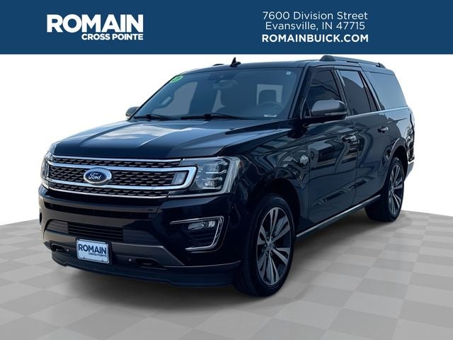 2021 Ford Expedition Max King Ranch in Black — front three-quarter view