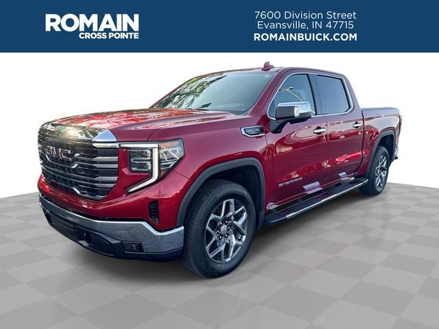 2026 GMC Sierra 1500 SLT in Volcanic Red Tintcoat — front three-quarter view