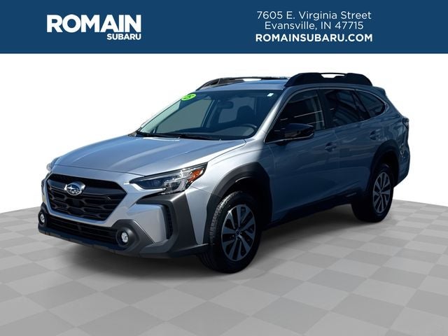 2025 Subaru Outback Premium in Ice Silver Metallic — front three-quarter view