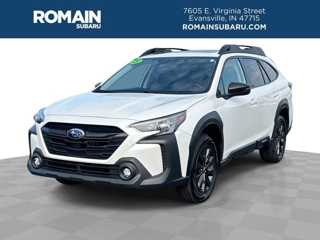 2025 Subaru Outback Onyx Edition in Crystal White Pearl — front three-quarter view