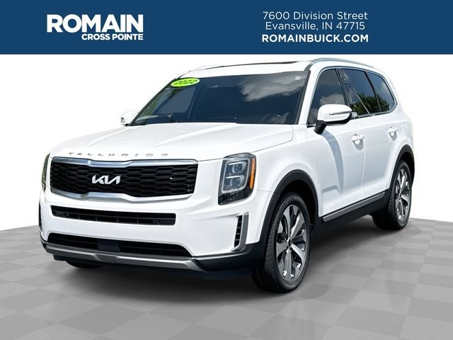 2022 Kia Telluride EX in Glacial White Pearl — front three-quarter view