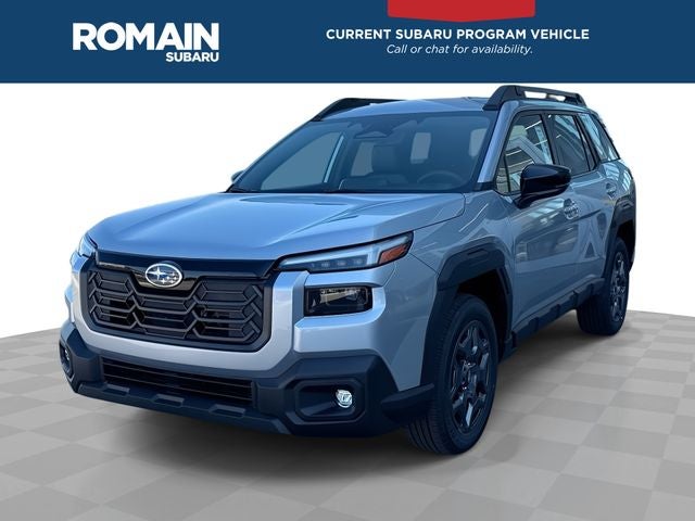 2026 Subaru Outback Premium in Ice Silver Metallic — front three-quarter view