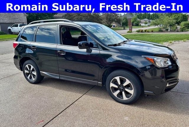 2018 Subaru Forester 2.5i Premium in Crystal Black Silica — front three-quarter view