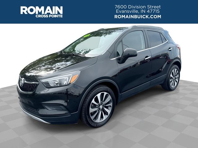 2021 Buick Encore Preferred in Ebony Twilight Metallic — front three-quarter view