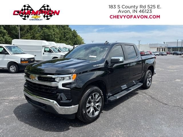 2023 Chevrolet Silverado 1500 LT (2FL) in Black — front three-quarter view