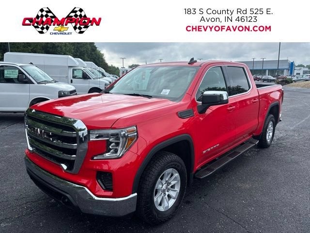 2021 GMC Sierra 1500 SLE in Cardinal Red — front three-quarter view