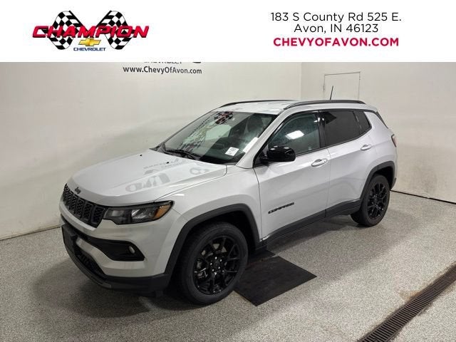 2025 Jeep Compass Latitude in Silver — front three-quarter view