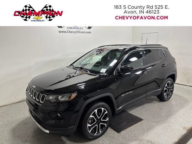 2023 Jeep Compass Limited in Black — front three-quarter view
