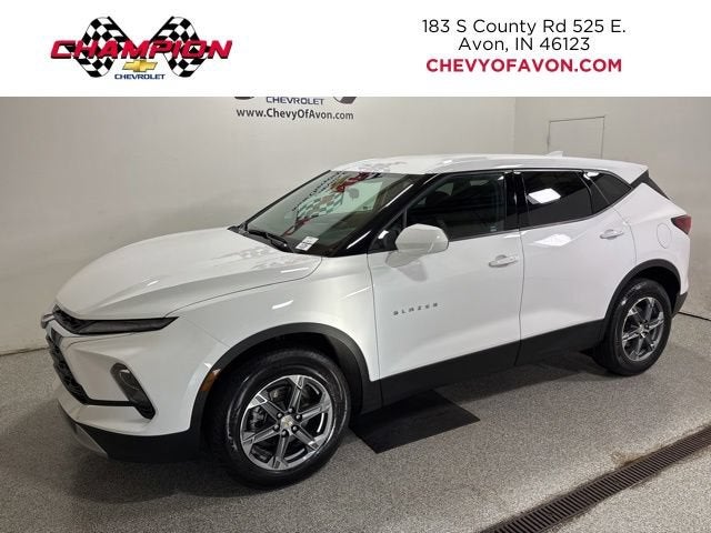 2025 Chevrolet Blazer 2LT in Summit White — front three-quarter view