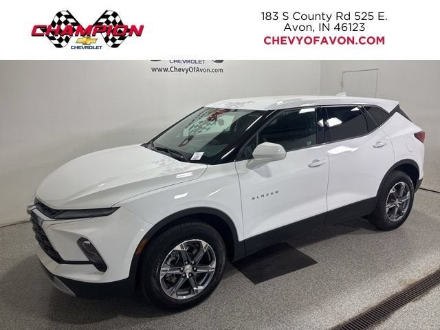 2025 Chevrolet Blazer 2LT in Summit White — front three-quarter view