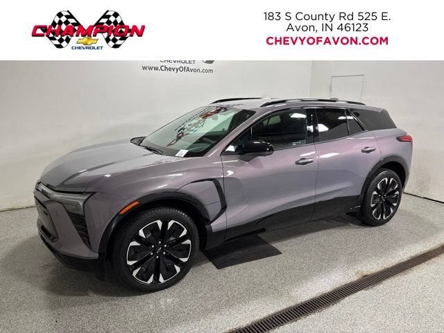 2025 Chevrolet Blazer EV RS in Galaxy Gray Metallic — front three-quarter view