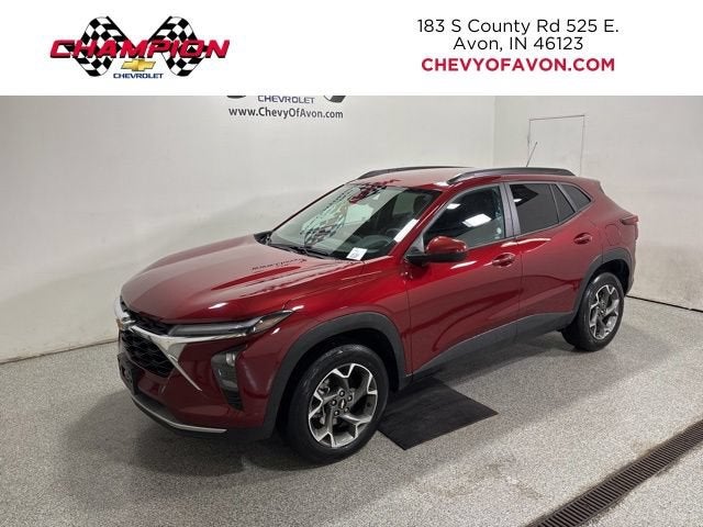 2025 Chevrolet Trax LT in Crimson Metallic — front three-quarter view